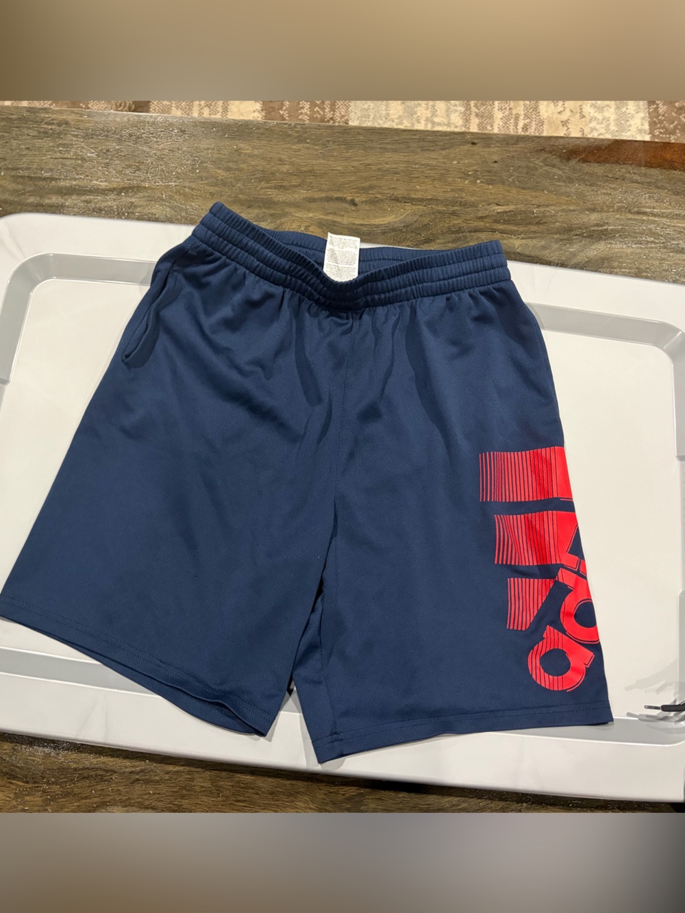 adidas Navy Shorts with Red Logo Accent